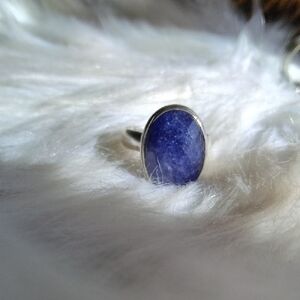 Simulated Sapphire Silver Plated Gemstone Ring